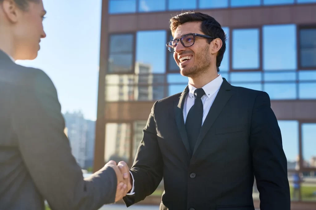 Handshake of partners. 